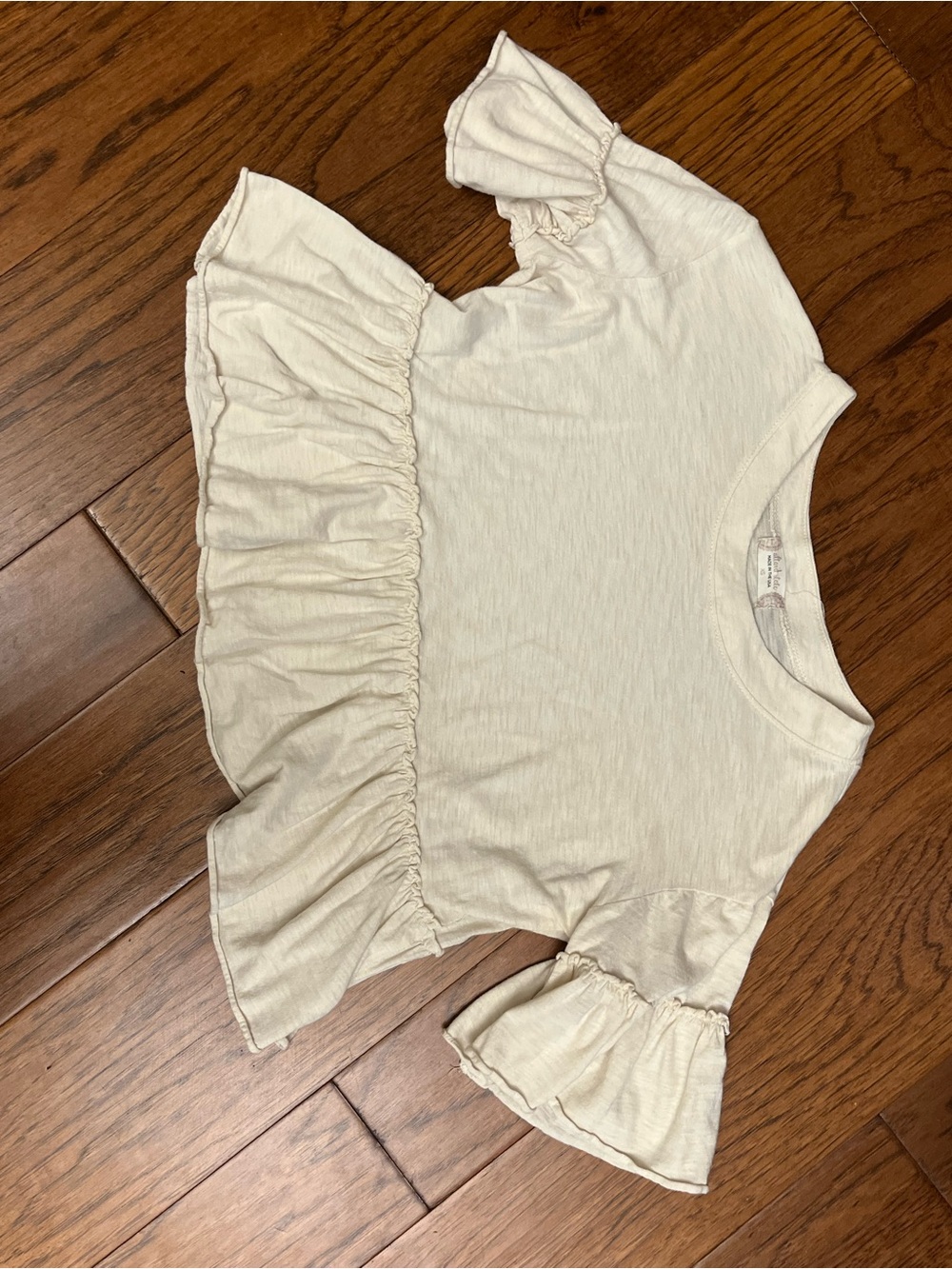 Free w any purchase! Altar'd State Cream Ruffle Sleeve Crop Top